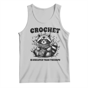 Crocheting Is Cheaper Than Therapy Tank Top Raccoon Yarn Lover TS12 Ash Print Your Wear