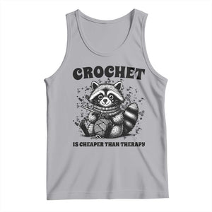 Crocheting Is Cheaper Than Therapy Tank Top Raccoon Yarn Lover TS12 Athletic Heather Print Your Wear
