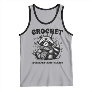 Crocheting Is Cheaper Than Therapy Tank Top Raccoon Yarn Lover TS12 Athletic Heather Black Print Your Wear