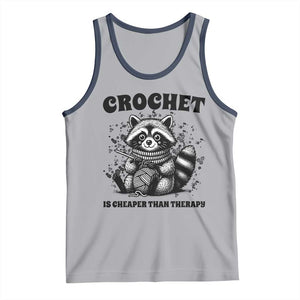 Crocheting Is Cheaper Than Therapy Tank Top Raccoon Yarn Lover TS12 Athletic Heather Navy Print Your Wear