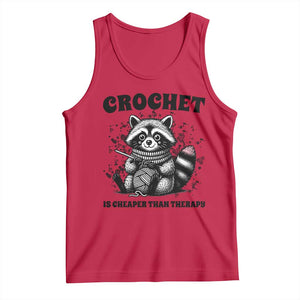 Crocheting Is Cheaper Than Therapy Tank Top Raccoon Yarn Lover TS12 Red Print Your Wear