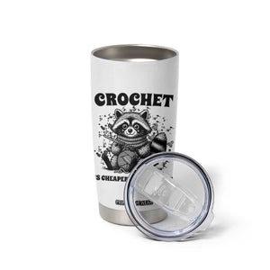 Crocheting Is Cheaper Than Therapy Tumbler Cup Raccoon Yarn Lover TS12 Print Your Wear