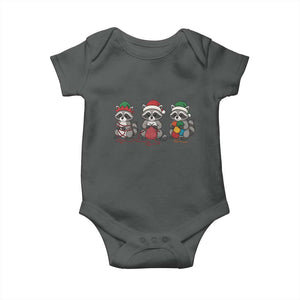 Christmas Raccoon Knitting Baby Onesie Funny Holiday Yarn Gift TS12 Dark Heather Print Your Wear