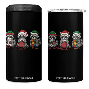 Christmas Raccoon Knitting 4 in 1 Can Cooler Tumbler Funny Holiday Yarn Gift TS12 One Size: 16 oz Black Print Your Wear