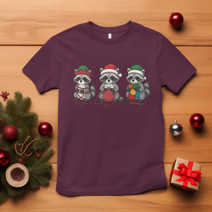 Christmas Raccoon Knitting T Shirt Funny Holiday Yarn Gift TS12 Maroon Print Your Wear