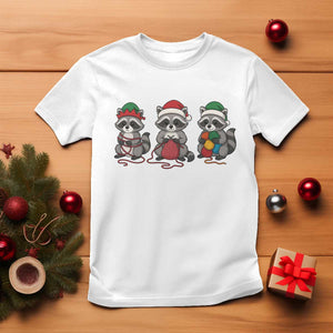 Christmas Raccoon Knitting T Shirt Funny Holiday Yarn Gift TS12 White Print Your Wear