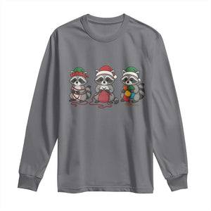 Christmas Raccoon Knitting Long Sleeve Shirt Funny Holiday Yarn Gift TS12 Charcoal Print Your Wear