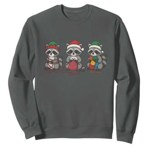 Christmas Raccoon Knitting Sweatshirt Funny Holiday Yarn Gift TS12 Dark Heather Print Your Wear