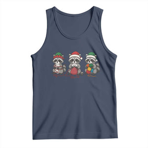 Christmas Raccoon Knitting Tank Top Funny Holiday Yarn Gift TS12 Navy Print Your Wear