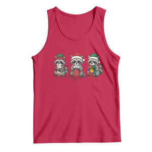 Christmas Raccoon Knitting Tank Top Funny Holiday Yarn Gift TS12 Red Print Your Wear