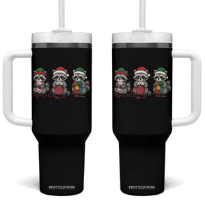 Christmas Raccoon Knitting Tumbler With Handle Funny Holiday Yarn Gift TS12 One Size: 40 oz Black Print Your Wear