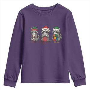 Christmas Raccoon Knitting Youth Sweatshirt Funny Holiday Yarn Gift TS12 Purple Print Your Wear