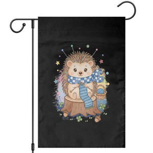 Cute Hedgehog Knitting Garden Flag Gift For Crocheter TS12 Black Print Your Wear