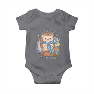 Cute Hedgehog Knitting Baby Onesie Gift For Crocheter TS12 Charcoal Print Your Wear