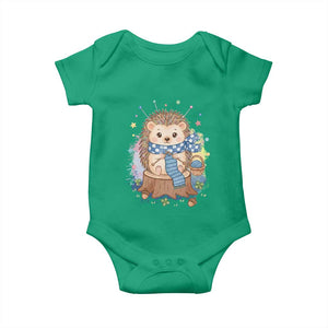 Cute Hedgehog Knitting Baby Onesie Gift For Crocheter TS12 Irish Green Print Your Wear