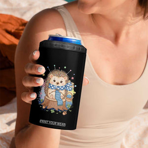 Cute Hedgehog Knitting 4 in 1 Can Cooler Tumbler Gift For Crocheter TS12 Print Your Wear