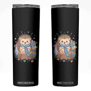 Cute Hedgehog Knitting Skinny Tumbler Gift For Crocheter TS12 Black Print Your Wear