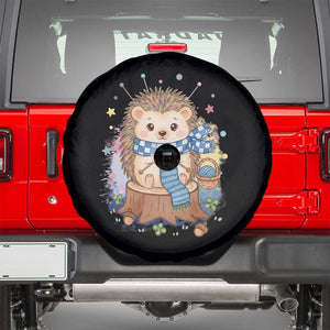 Cute Hedgehog Knitting Spare Tire Cover Gift For Crocheter TS12 Black Print Your Wear