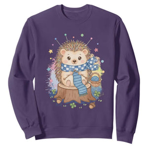 Cute Hedgehog Knitting Sweatshirt Gift For Crocheter TS12 Purple Print Your Wear