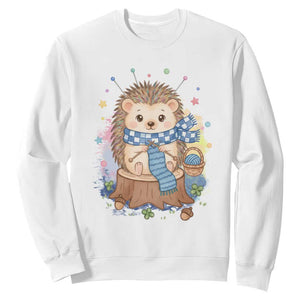 Cute Hedgehog Knitting Sweatshirt Gift For Crocheter TS12 White Print Your Wear