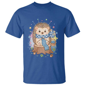 Cute Hedgehog Knitting T Shirt Gift For Crocheter TS12 Royal Blue Print Your Wear