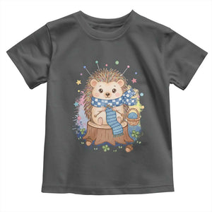 Cute Hedgehog Knitting Toddler T Shirt Gift For Crocheter TS12 Dark Heather Print Your Wear