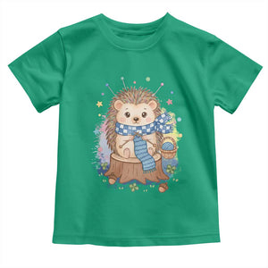 Cute Hedgehog Knitting Toddler T Shirt Gift For Crocheter TS12 Irish Green Print Your Wear