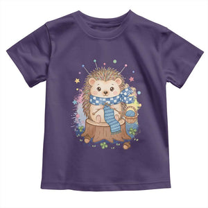 Cute Hedgehog Knitting Toddler T Shirt Gift For Crocheter TS12 Purple Print Your Wear