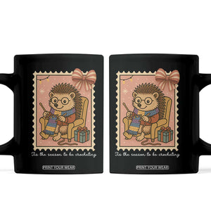 Cute Hedgehog Knitting Coffee Mug Christmas Holiday Gift TS12 Black Print Your Wear