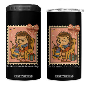 Cute Hedgehog Knitting 4 in 1 Can Cooler Tumbler Christmas Holiday Gift TS12 One Size: 16 oz Black Print Your Wear
