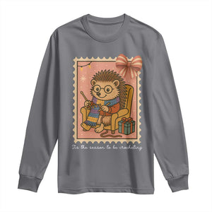 Cute Hedgehog Knitting Long Sleeve Shirt Christmas Holiday Gift TS12 Charcoal Print Your Wear