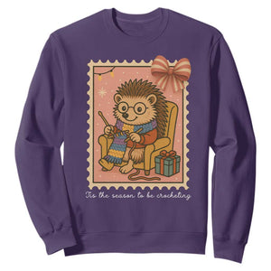 Cute Hedgehog Knitting Sweatshirt Christmas Holiday Gift TS12 Purple Print Your Wear
