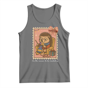 Cute Hedgehog Knitting Tank Top Christmas Holiday Gift TS12 Black Heather Print Your Wear