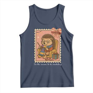 Cute Hedgehog Knitting Tank Top Christmas Holiday Gift TS12 Navy Print Your Wear