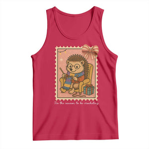 Cute Hedgehog Knitting Tank Top Christmas Holiday Gift TS12 Red Print Your Wear