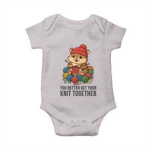 Cute Hamster Knitting Baby Onesie You Better Get Your Knit Together TS12 Ice Gray Print Your Wear