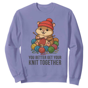 Cute Hamster Knitting Sweatshirt You Better Get Your Knit Together TS12 Violet Print Your Wear