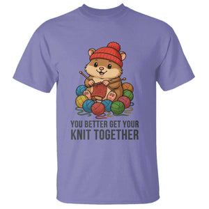 Cute Hamster Knitting T Shirt You Better Get Your Knit Together TS12 Violet Print Your Wear
