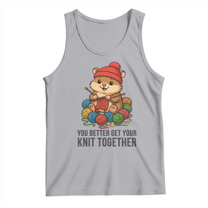 Cute Hamster Knitting Tank Top You Better Get Your Knit Together TS12 Athletic Heather Print Your Wear