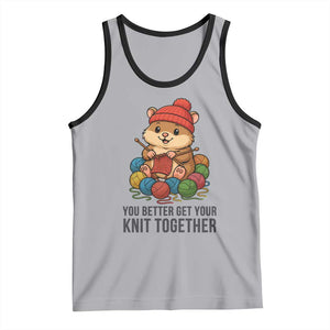 Cute Hamster Knitting Tank Top You Better Get Your Knit Together TS12 Athletic Heather Black Print Your Wear
