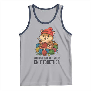 Cute Hamster Knitting Tank Top You Better Get Your Knit Together TS12 Athletic Heather Navy Print Your Wear