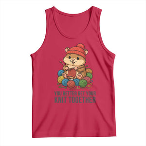 Cute Hamster Knitting Tank Top You Better Get Your Knit Together TS12 Red Print Your Wear