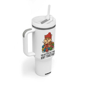 Cute Hamster Knitting Tumbler With Handle You Better Get Your Knit Together TS12 Print Your Wear