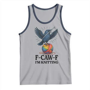 F Caw F I Am Knitting Tank Top Funny Raven Gift For Knitter TS12 Athletic Heather Navy Print Your Wear