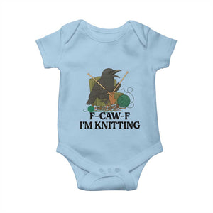 Raven F Caw F I Am Knitting Baby Onesie Funny Knitter Gift TS12 Light Blue Print Your Wear