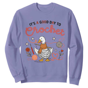 Funny Goose Crocheting Sweatshirt It Is A Good Day To Crochet TS12 Violet Print Your Wear