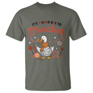 Funny Goose Crocheting T Shirt It Is A Good Day To Crochet TS12 Military Green Print Your Wear