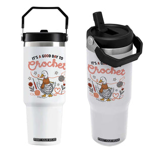 Funny Goose Crocheting Flip Straw Tumbler It Is A Good Day To Crochet TS12 One Size: 30 oz White Print Your Wear