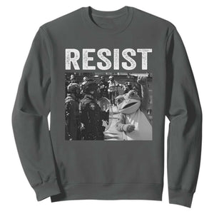 Portland Frog Protest Sweatshirt Funny Rebel Gift TS12 Dark Heather Print Your Wear