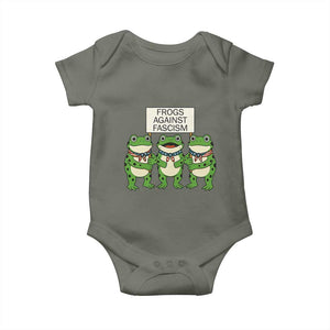 Frogs Against Fascism Baby Onesie Funny Portland Meme Humor Gift TS12 Military Green Print Your Wear